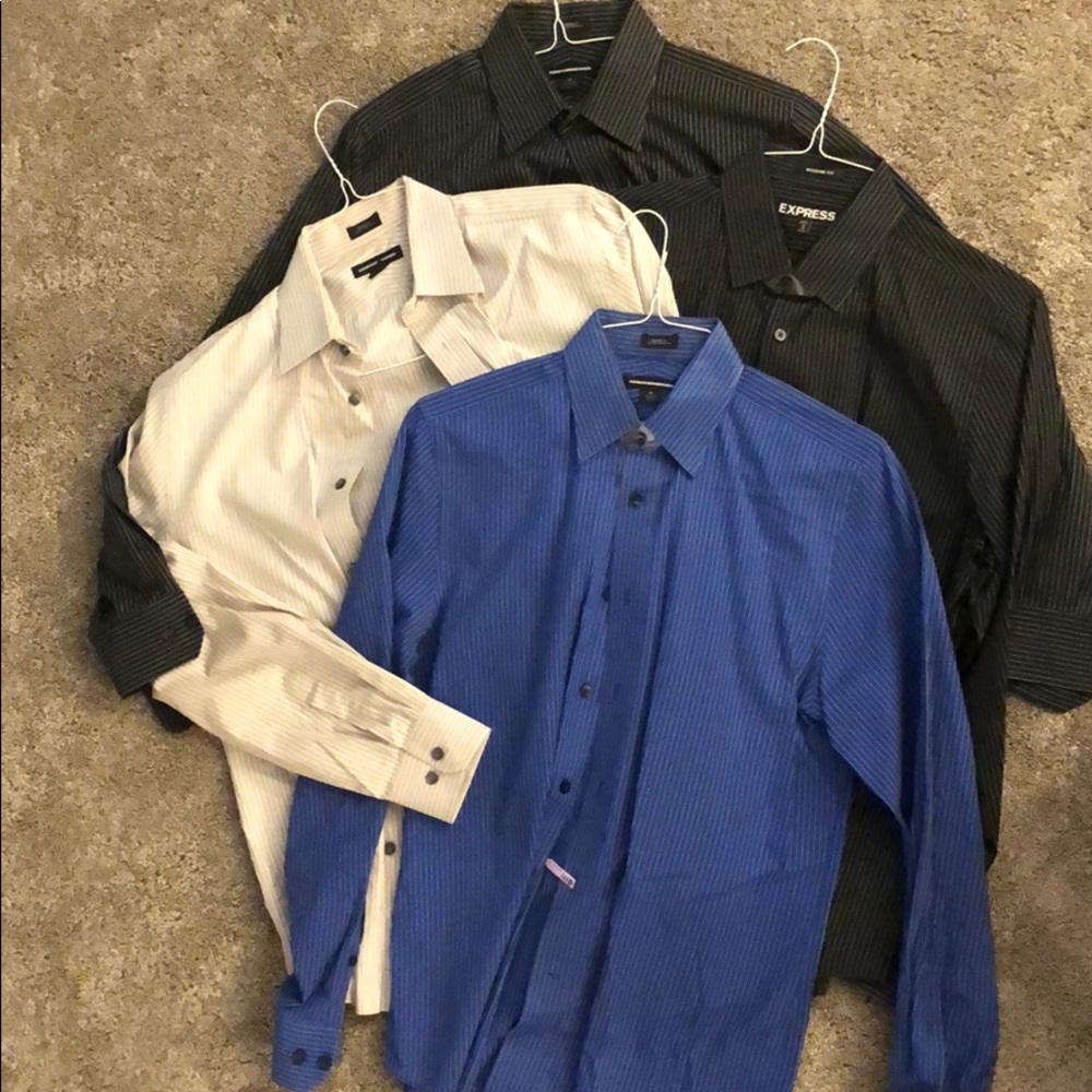 👗 4 Express modern fit men’s dress shirts. m 15-15.5